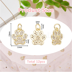 12Pcs Rack Plating Brass Micro Pave Cubic Zirconia Charms&nbsp;ZIRC-HS0001-14
