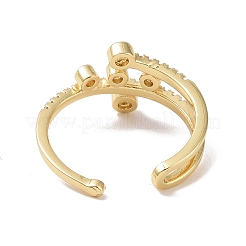 Enamel Evil Eye Open Cuff Ring with Clear Cubic Zirconia&nbsp;X-RJEW-P032-43G