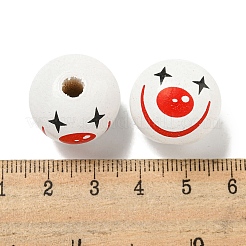 Printed Wood European Beads&nbsp;WOOD-G022-06F