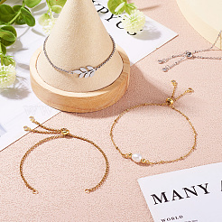 2 Sets 2 Colors 304 Stainless Steel Satellite Chain Bracelet Slider Making&nbsp;MAK-TA0001-22