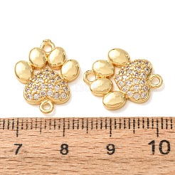 Brass Micro Pave Clear Cubic Zirconia Paw Print Links Connector Charms&nbsp;CU-CBA2907-09G