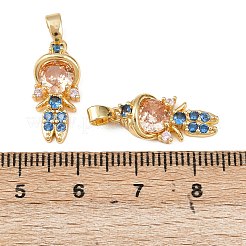 Brass Micro Pave Cubic Zirconia Pendants&nbsp;KK-B161-07G