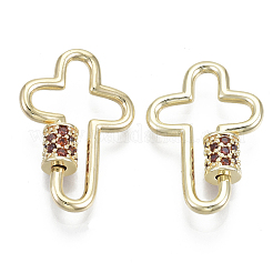 Brass Micro Pave Cubic Zirconia Screw Carabiner Lock Charms&nbsp;KK-R136-070E-NF