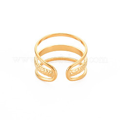 Ion Plating(IP) 304 Stainless Steel Triple Line Open Cuff Ring for Women&nbsp;RJEW-S405-171G