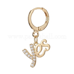 2 Pairs 2 Style Clear Cubic Zirconia Word Yes & No Dangle Leverback Earrings Sets&nbsp;EJEW-JE05272