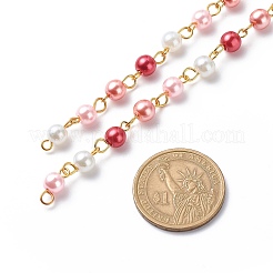 Handmade Glass Pearl Round Beaded Chains&nbsp;AJEW-SZ0002-40F