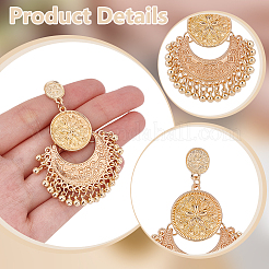 3 Pairs 3Colors Alloy Moon with Flower Chandelier Earrings&nbsp;EJEW-AN0003-88