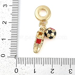 Rack Plating Brass Enamel Sports European Dangle Charms&nbsp;KK-P287-35B-G