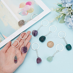 8Pcs Natural Fluorite Pendant Keychain&nbsp;KEYC-PH01494