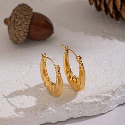 Oval 304 Stainless Steel Hoop Earrings&nbsp;PG1379