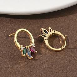 Brass Micro Pave Cubic Zirconia Stud Earrings&nbsp;EJEW-G452-01G