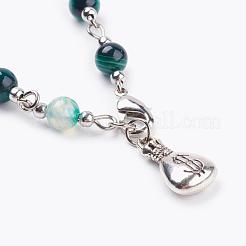 Natural Striped Agate/Banded Agate Anklets&nbsp;AJEW-AN00214