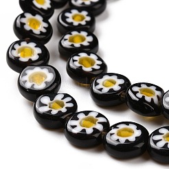 Handmade Millefiori Glass Flat Round Bead Strands&nbsp;LK-P011-20