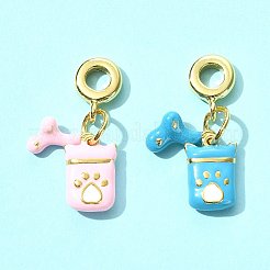 2Pcs 2 Colors Brass Enamel European Dangle Charms&nbsp;KK-FS0001-82
