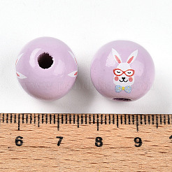Easter Theme Printed Wood Beads&nbsp;WOOD-T032-22R