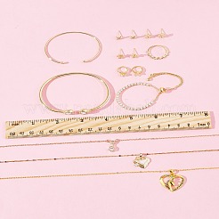 Brass Micro Pave Clear Cubic Zirconia Finger Rings & Earrings & Necklaces & Bangle&nbsp;SJEW-FS0001-03