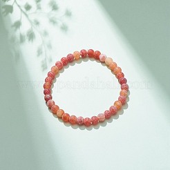 Natural Weathered Agate(Dyed) Round Beaded Stretch Bracelet&nbsp;BJEW-JB08363-07