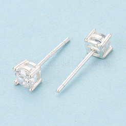 925 Sterling Silver & Clear Cubic Zirconia Stud Earrings&nbsp;STER-T008-70S-01