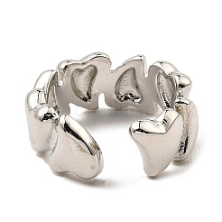 Rack Plating Brass Heart Open Cuff Rings for Women&nbsp;RJEW-G294-05P