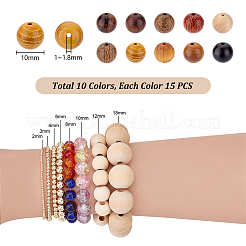 150Pcs 10 Colors Wood Beads&nbsp;WOOD-PH0003-57