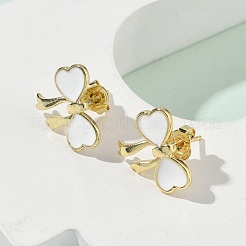 Brass Enamel Stud Earrings&nbsp;EJEW-F383-01G