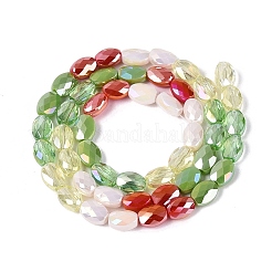 Electroplate Imitation Jade & Opaque & Transparent Glass Beads Strands&nbsp;EGLA-Q135-6x8MM-01C