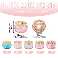 5Pcs 5 Colors Rack Plating Alloy European Beads&nbsp;MPDL-TADJ0001-03