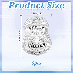 6Pcs Super Police Badge Iron Lapel Pins for Backpack Clothes&nbsp;JEWB-HY0001-54