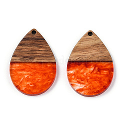 Transparent Resin & Walnut Wood Pendants&nbsp;RESI-N039-25G