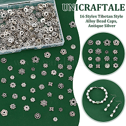 320Pcs 16 Styles Tibetan Style Alloy Bead Caps&nbsp;FIND-UN0015-70