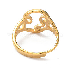 Ion Plating(IP) 304 Stainless Steel Hollow Abstract Face Adjustable Rings&nbsp;RJEW-D006-25G