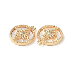 Brass Micro Pave Clear Cubic Zirconia Flat Round Charms&nbsp;KK-I702-30G