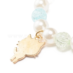 Candy Color Round Beaded Stretch Bracelet with Enamel Charm for Kid&nbsp;BJEW-JB07637
