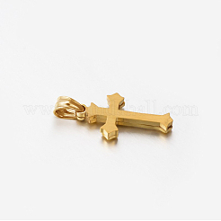 304 Stainless Steel Rhinestone Cross Pendants&nbsp;STAS-M185-41G