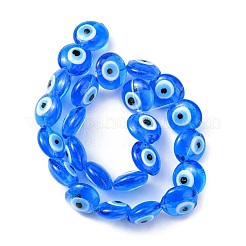 Flat Round Evil Eye Lampwork Bead Strands&nbsp;LAMP-R118-05