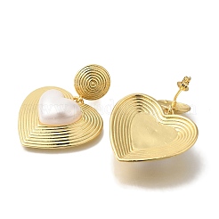 Rack Plating Heart Brass Stud Earrings&nbsp;EJEW-H016-11G