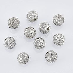Rack Plating Brass Cubic Zirconia Beads&nbsp;ZIRC-NB0001-01P