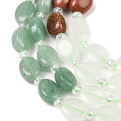 Natural Indian Agate & Yellow Aventurine & Green Aventurine & Quartz Crystal & Synthetic Goldstone Beads Strands&nbsp;G-Z135-A02