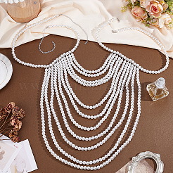 Imitation Pearl White Round Beaded Multi-Layered Shoulder Body Chains for Women&nbsp;AJEW-WH0816-461P