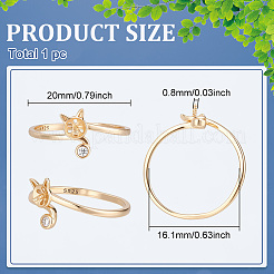 1Pc Cat 925 Sterling Silver Micro Pave Cubic Zirconia Open Cuff Ring Settings&nbsp;STER-ME0001-48