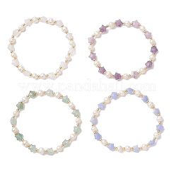 Natural & Synthetic Gemstone & Natural Cultured Freshwater Pearl & Brass Beads Stretch Bracelets for Women&nbsp;BJEW-JB12814