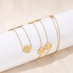 304 Stainless Steel Clover Link Chain Long Necklaces&nbsp;NJEW-V001-01G