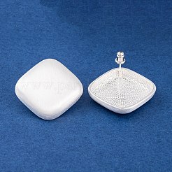Rhombus Drawbench Brass Stud Earrings for Women&nbsp;EJEW-G391-15S