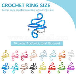 16Pcs 16 Colors Aluminu Cuff Rings&nbsp;RJEW-BC00001