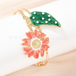 304 Stainless Steel Enamel Cuff Bangles for Women&nbsp;LS-BJEW-A049-02B-G