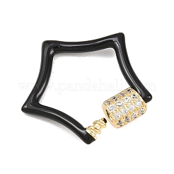 Star Brass Micro Pave Clear Cubic Zirconia Screw Carabiner Clasps&nbsp;KK-B167-01C-G