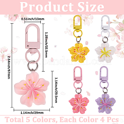 20Pcs 5 Colors Resin Flower Pendant Decoraitons&nbsp;FIND-BBC0004-93