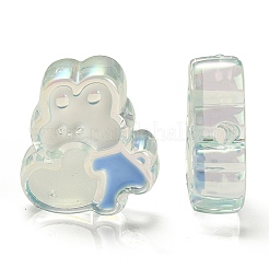 UV Plating Rainbow Iridescent Acrylic Enamel Beads&nbsp;OACR-G012-07B