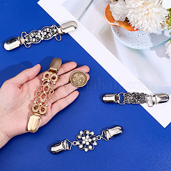 4Pcs 4 Styles Rectangle Zinc Alloy & Iron & Rhinestone Cardigan Clips&nbsp;AJEW-GF0010-43