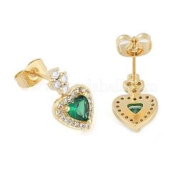 Brass Micro Pave Clear Cubic Zirconia Studs Earring for Women&nbsp;EJEW-S225-16G